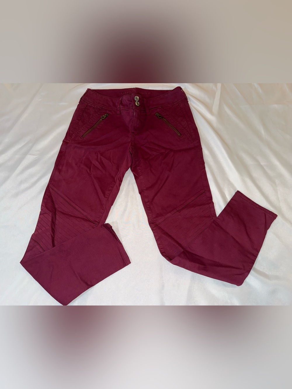 American Eagle Outfitters Burgundy Ankle Crop Jeans